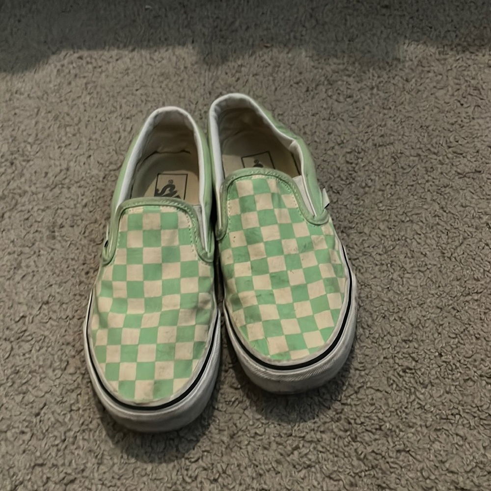 Mint green checkered vans. Size 7.